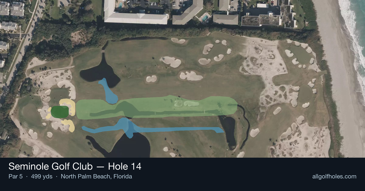 Hole 14 aerial at Seminole Golf Club
