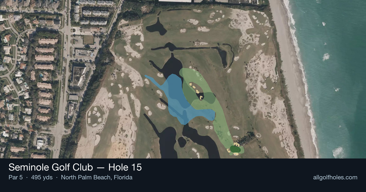 Hole 15 aerial at Seminole Golf Club
