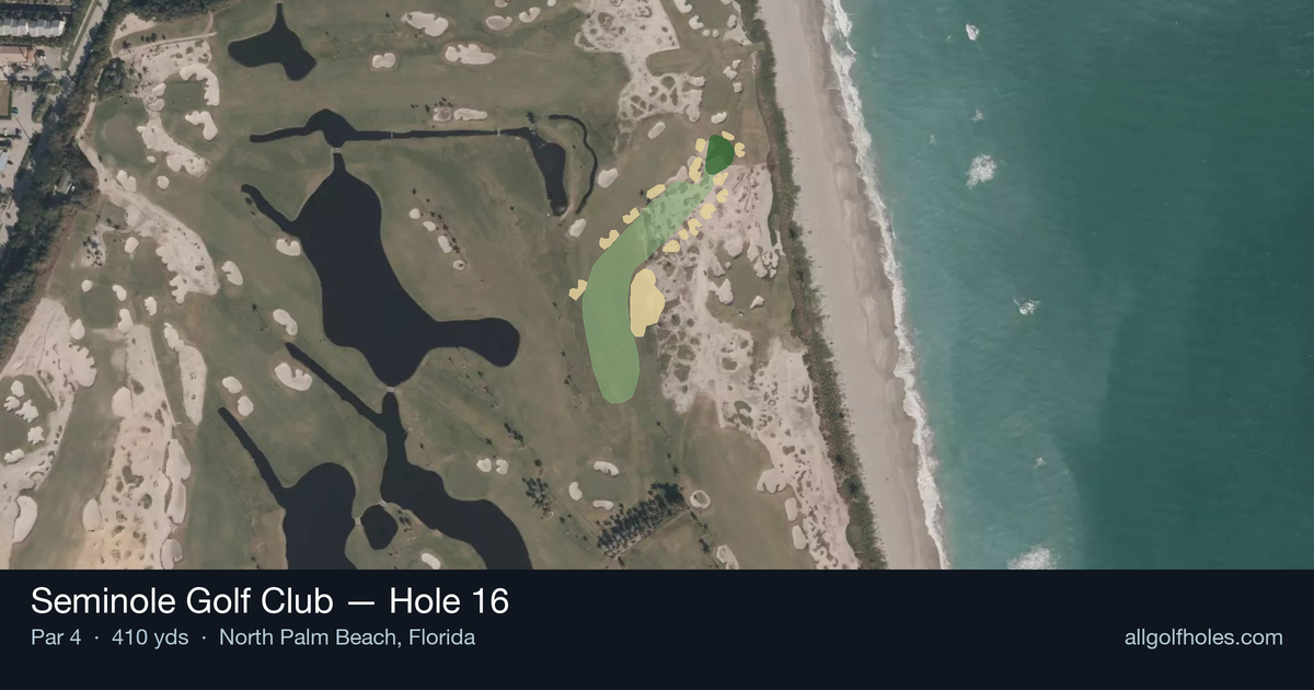 Hole 16 aerial at Seminole Golf Club