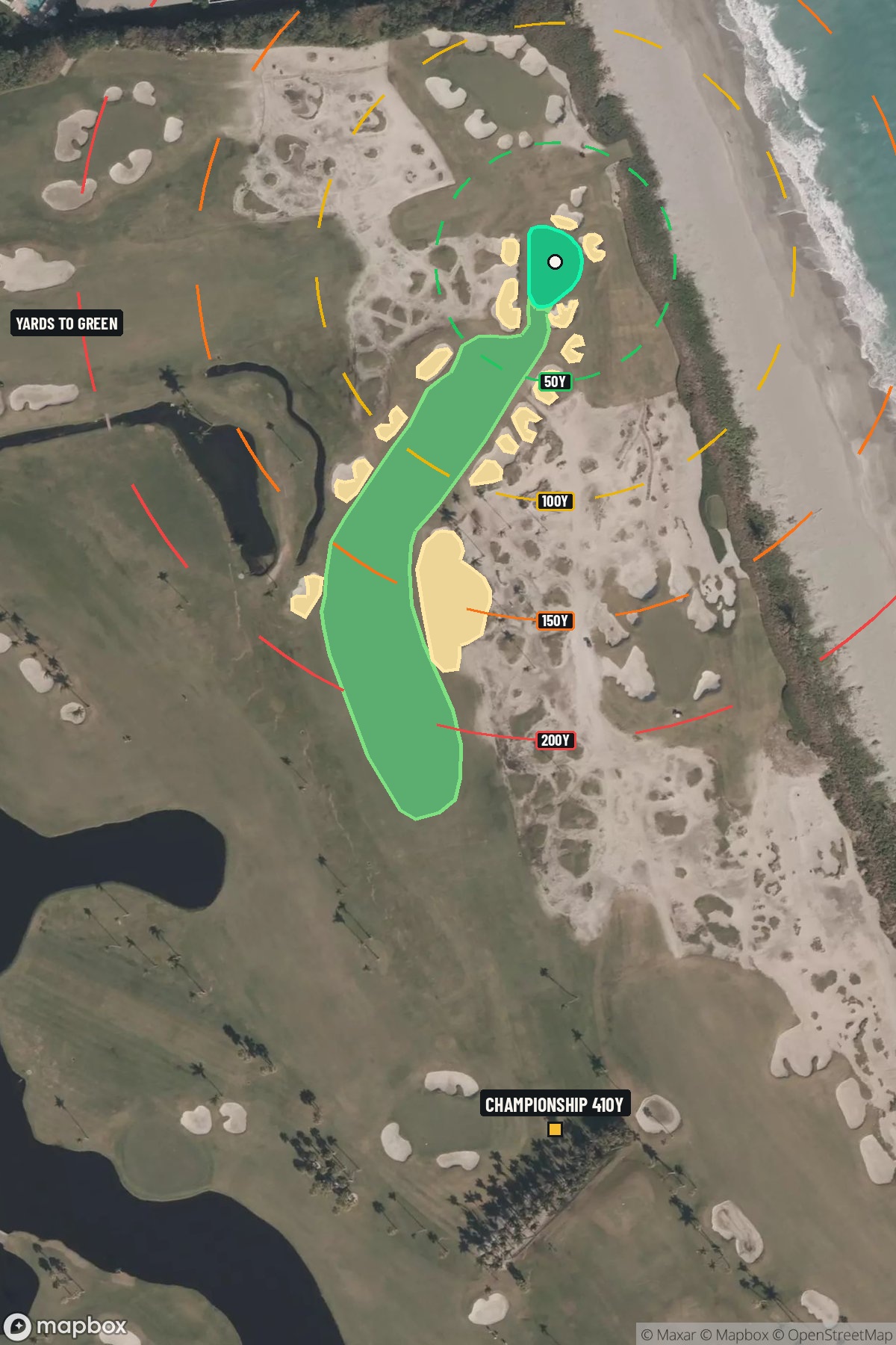 Hole 16 aerial at Seminole Golf Club