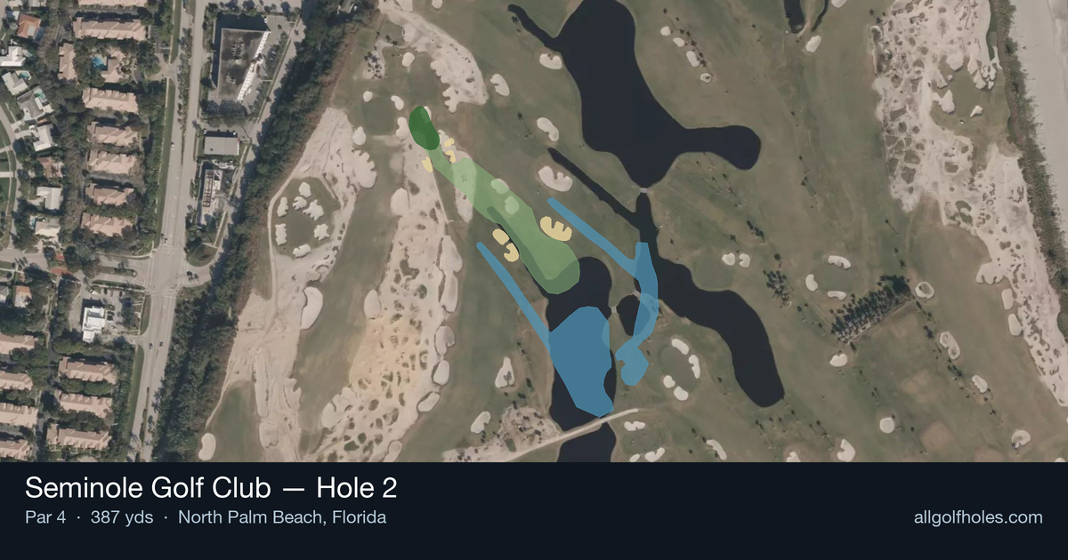 Hole 2 aerial at Seminole Golf Club