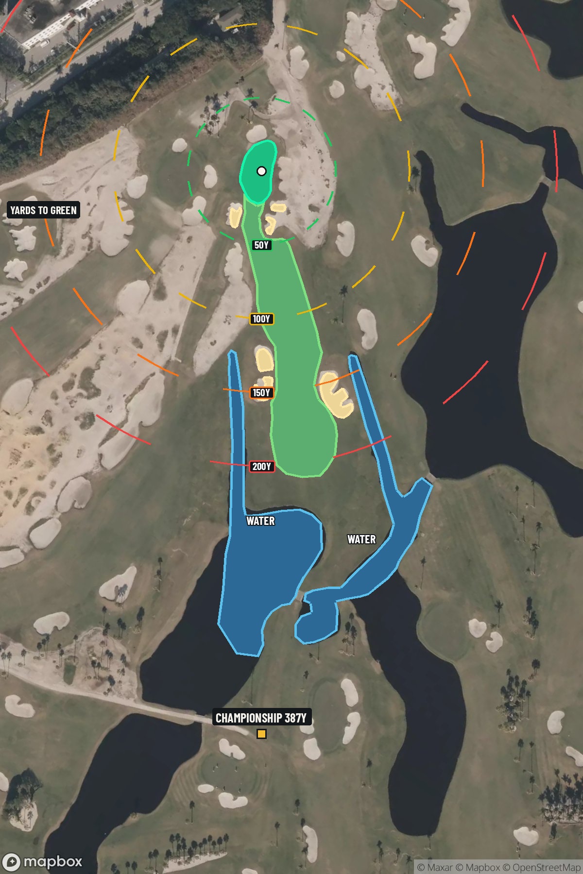 Hole 2 aerial at Seminole Golf Club