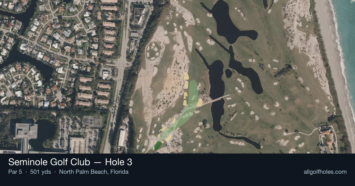 Hole 3 aerial at Seminole Golf Club