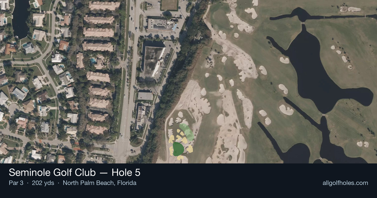 Hole 5 aerial at Seminole Golf Club