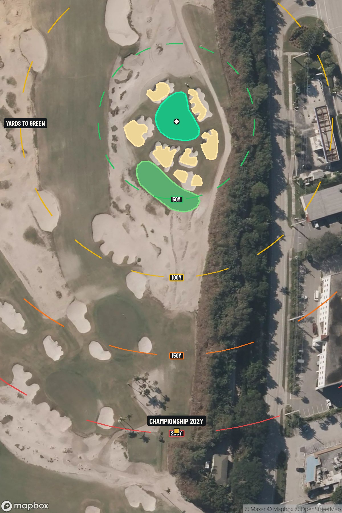 Hole 5 aerial at Seminole Golf Club