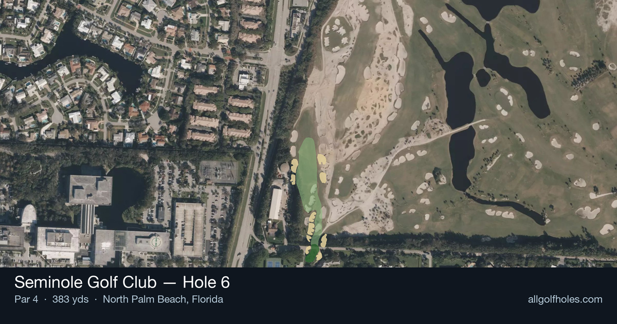 Hole 6 aerial at Seminole Golf Club