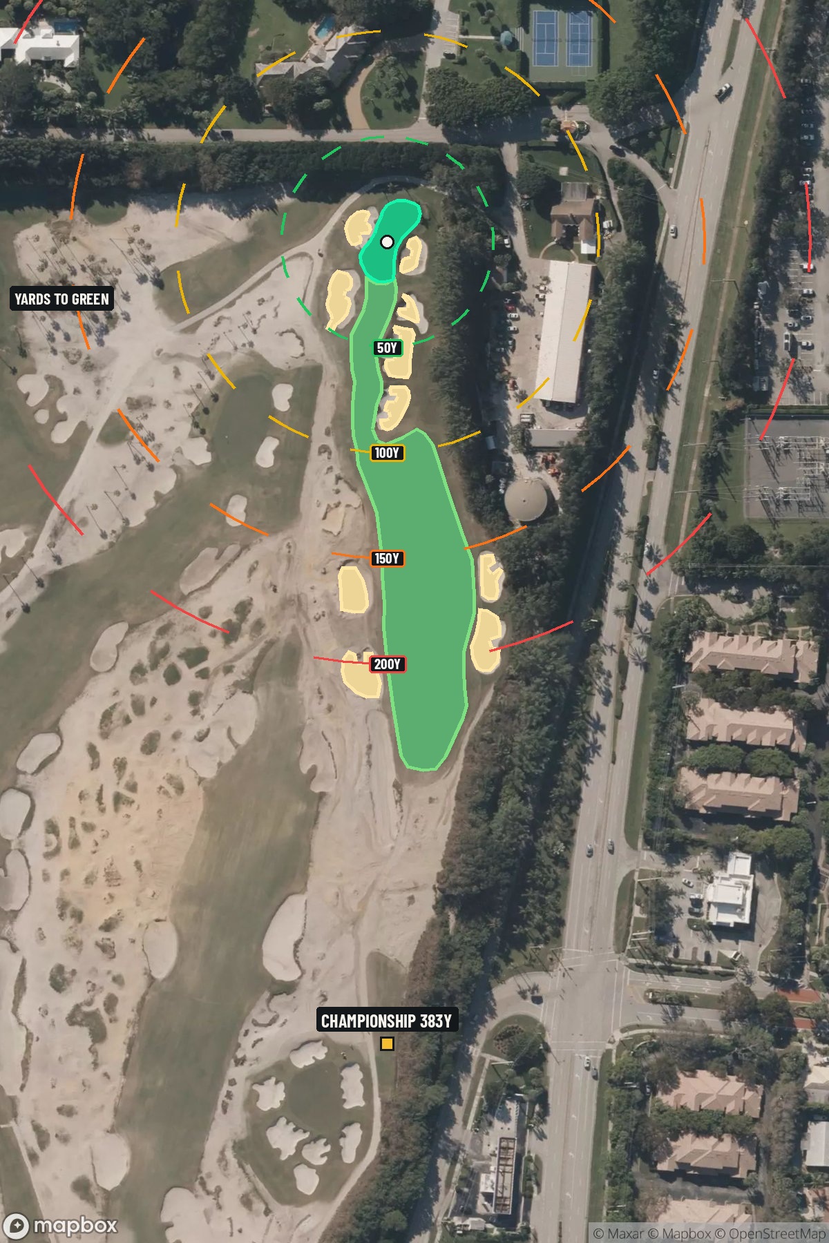 Hole 6 aerial at Seminole Golf Club