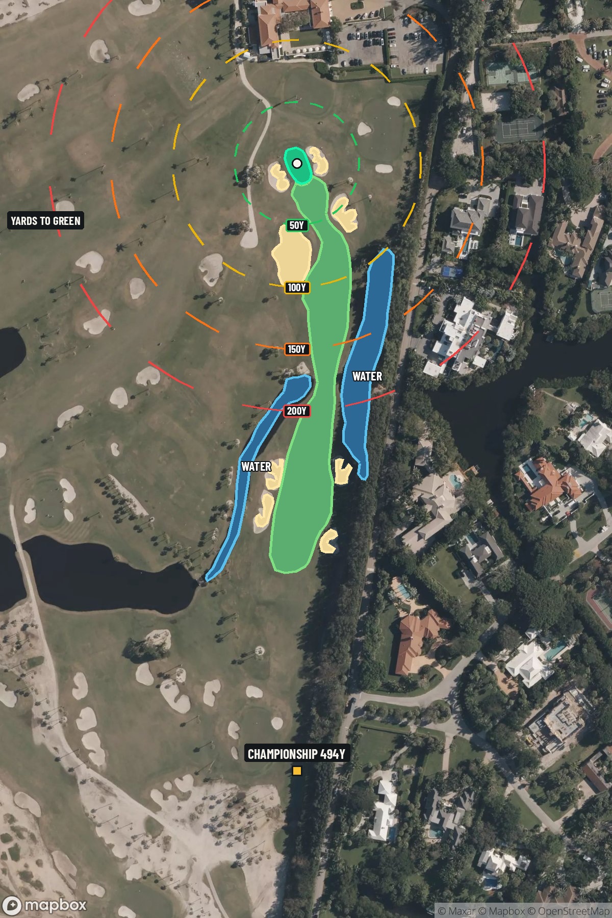 Hole 9 aerial at Seminole Golf Club