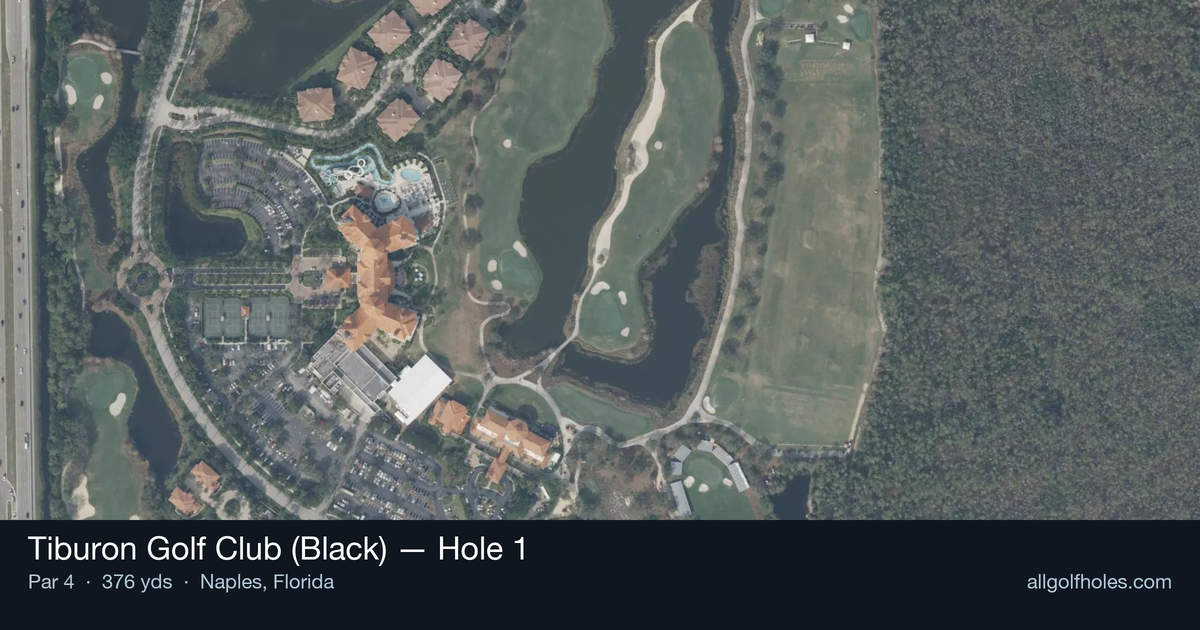 Hole 1 aerial at Tiburon Golf Club (Black)