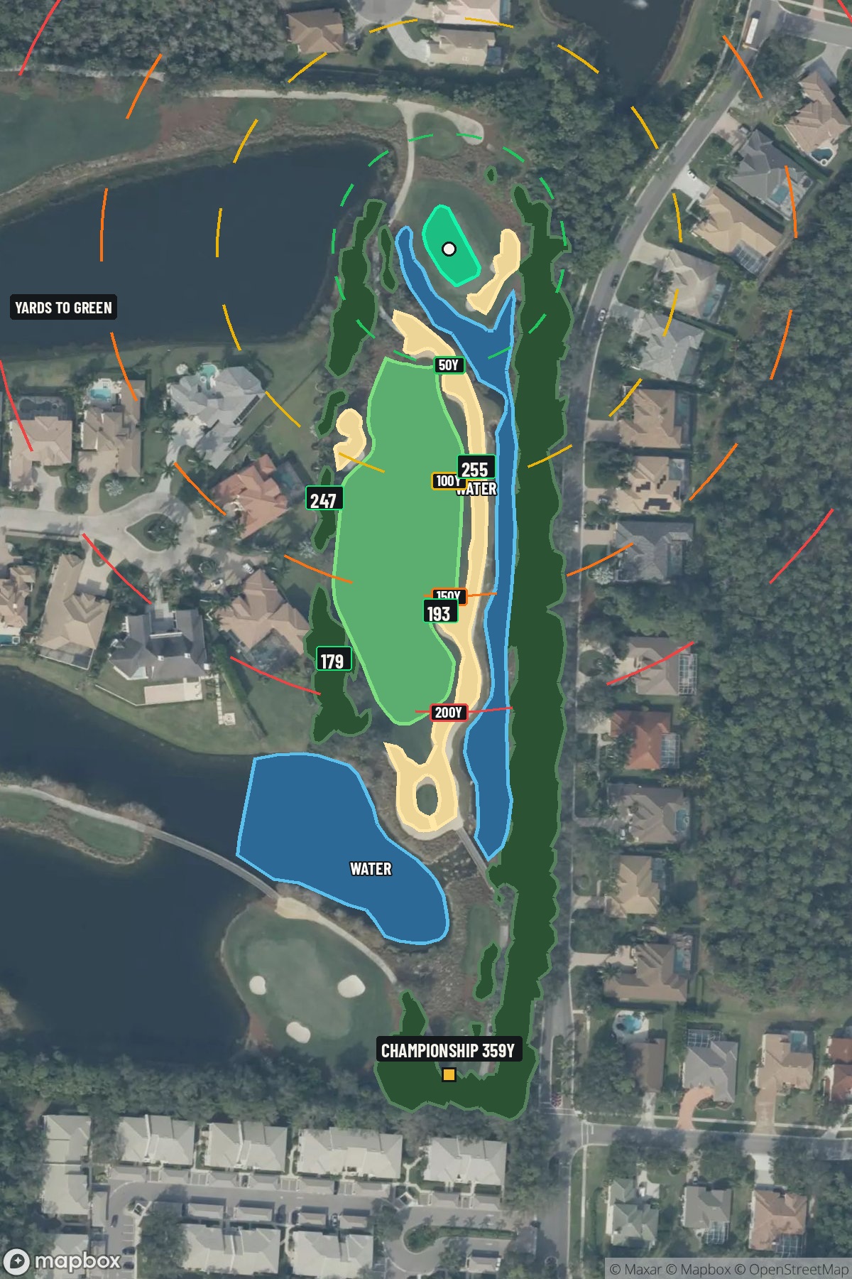 Hole 11 aerial at Tiburon Golf Club (Black)
