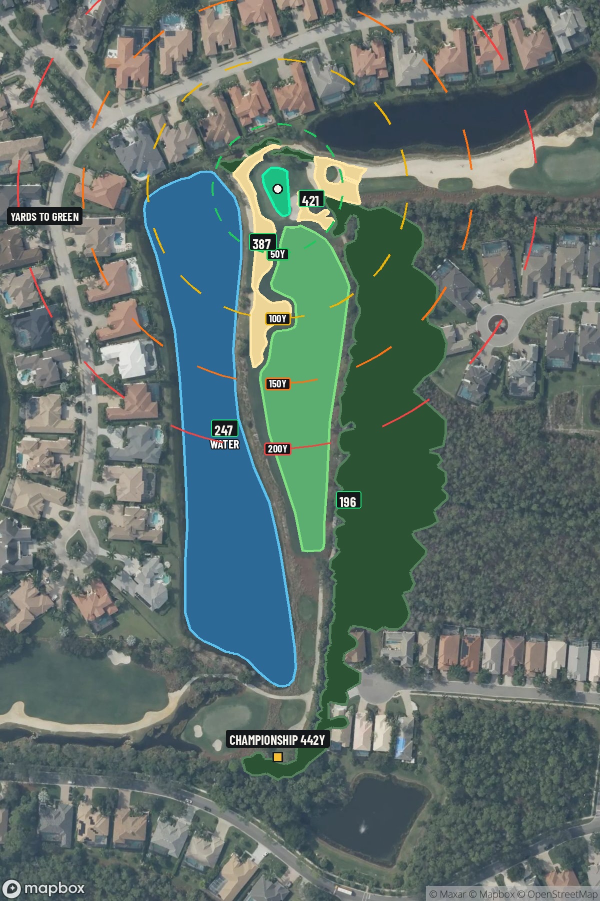 Hole 12 aerial at Tiburon Golf Club (Black)