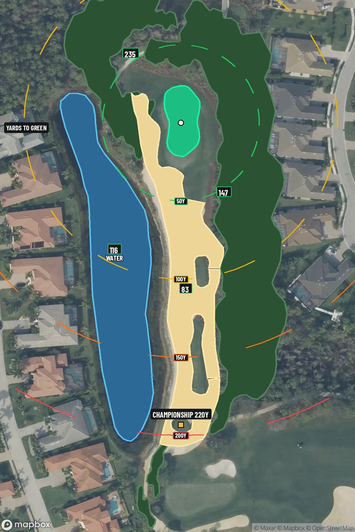 Hole 13 aerial at Tiburon Golf Club (Black)