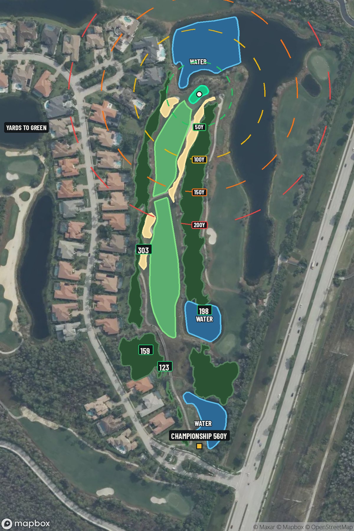 Hole 15 aerial at Tiburon Golf Club (Black)