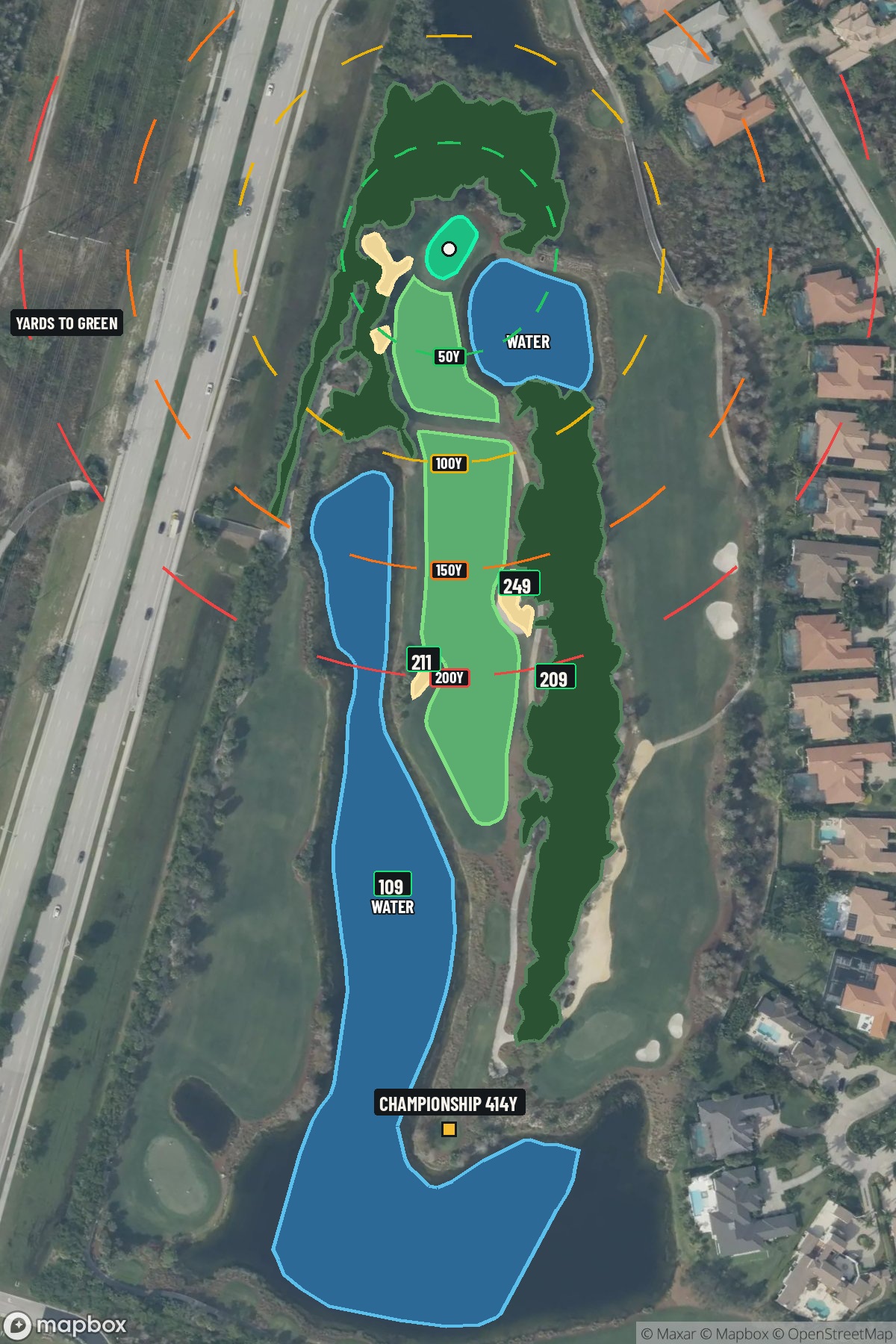 Hole 16 aerial at Tiburon Golf Club (Black)