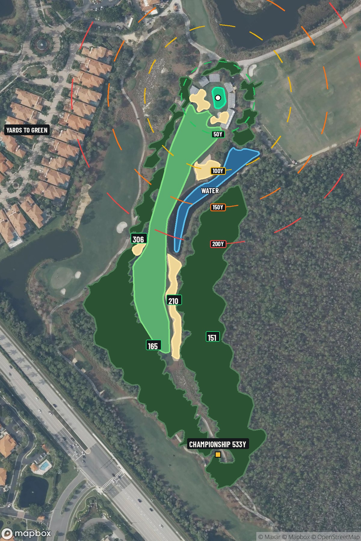 Hole 18 aerial at Tiburon Golf Club (Black)