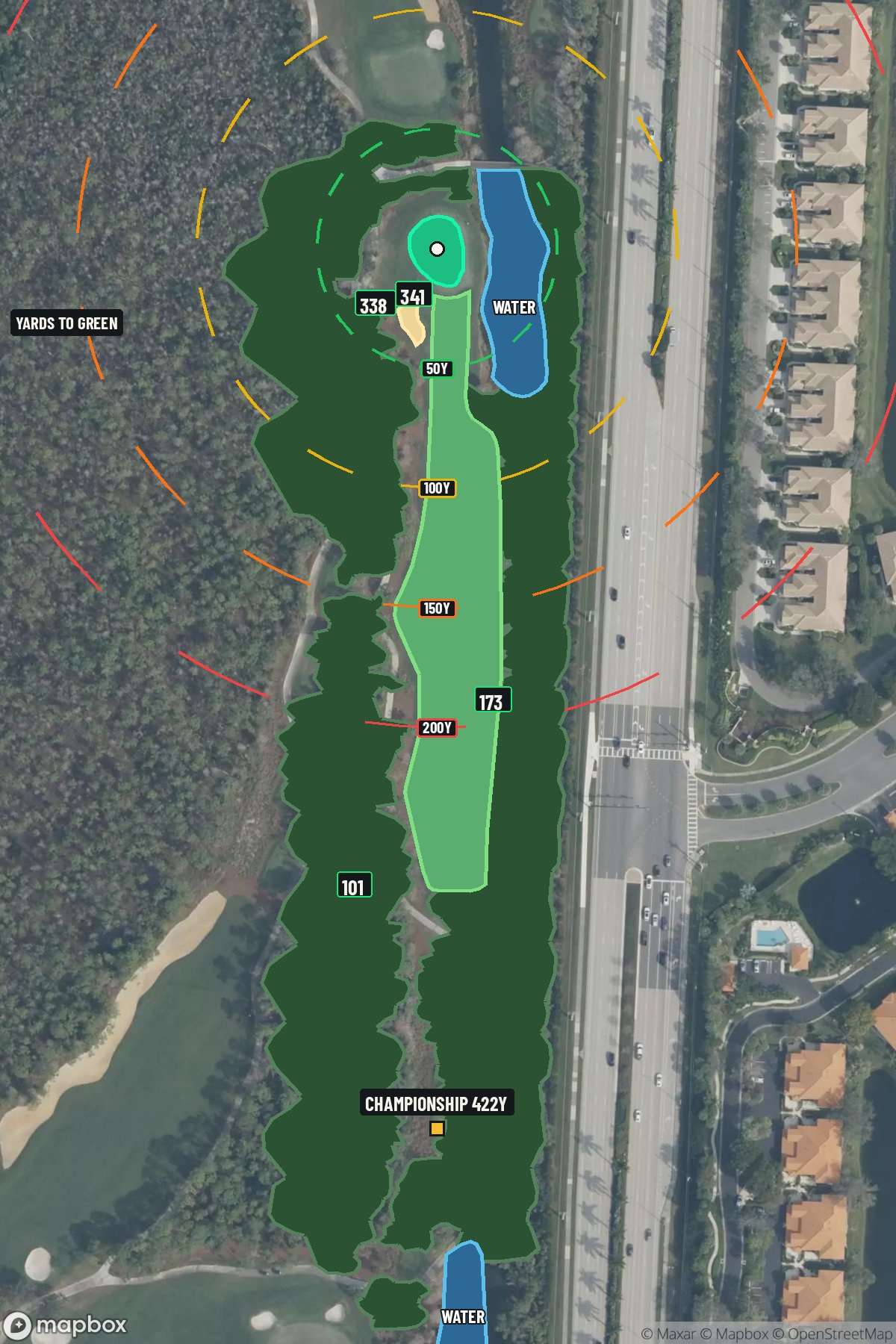 Hole 2 aerial at Tiburon Golf Club (Black)