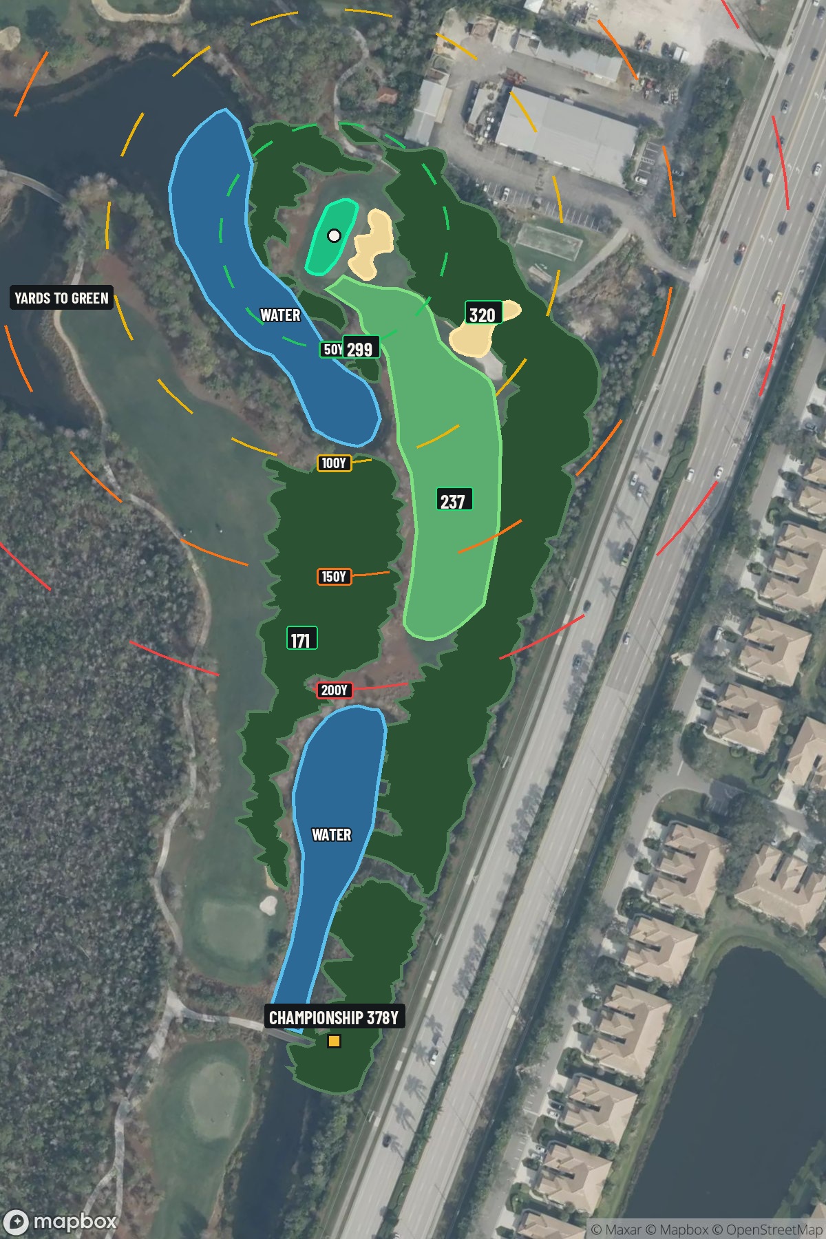 Hole 3 aerial at Tiburon Golf Club (Black)
