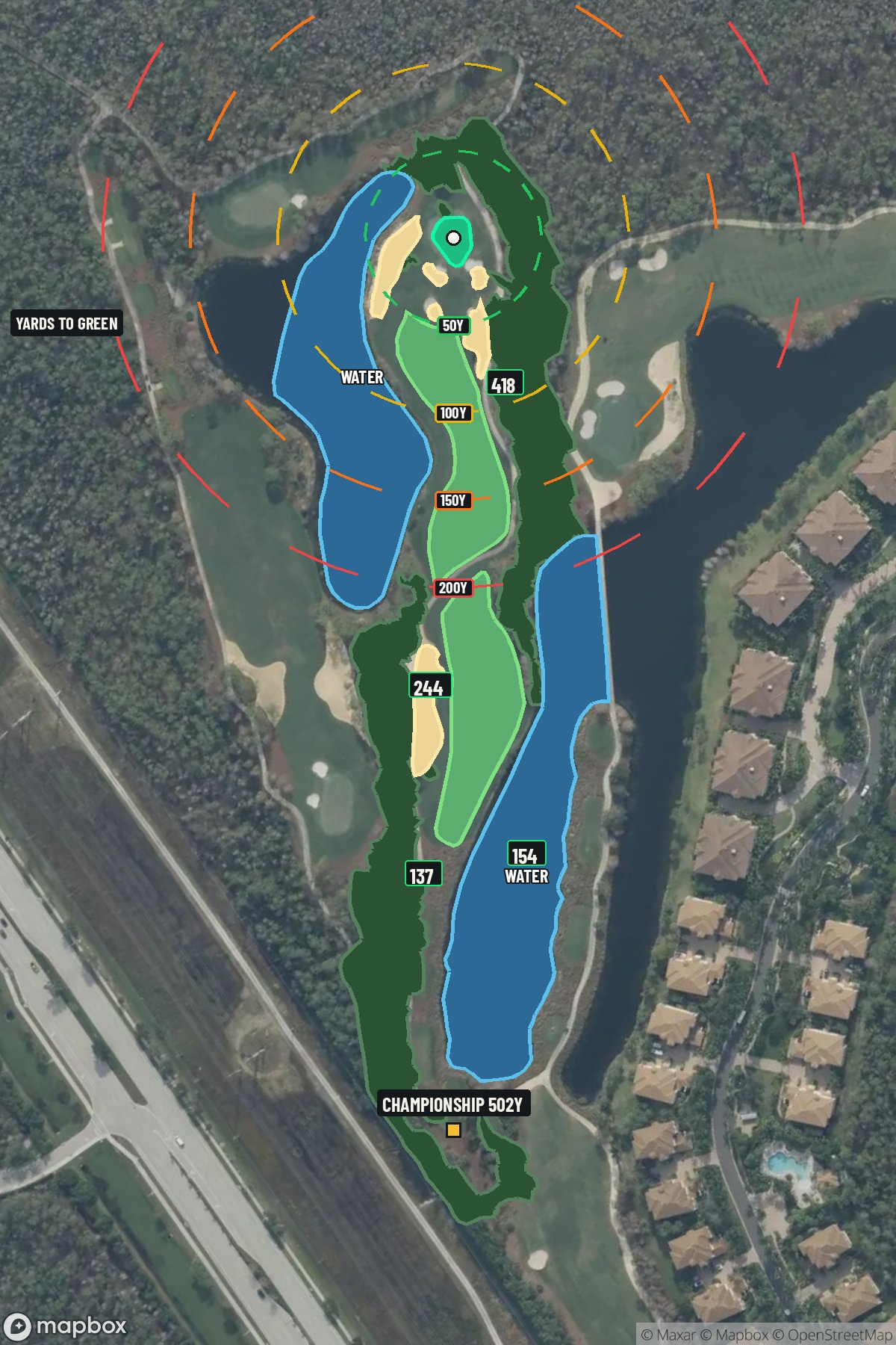 Hole 6 aerial at Tiburon Golf Club (Black)