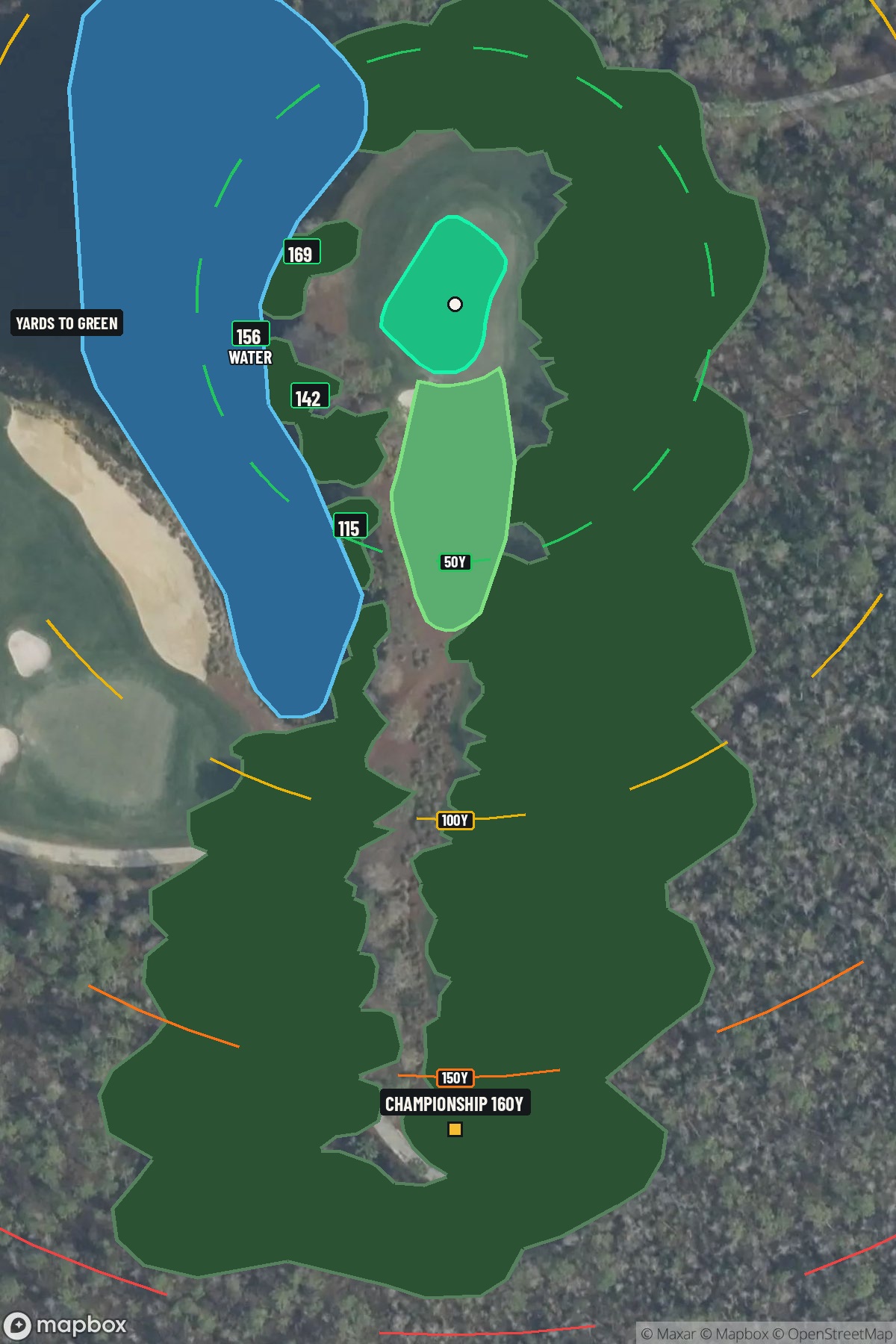 Hole 7 aerial at Tiburon Golf Club (Black)