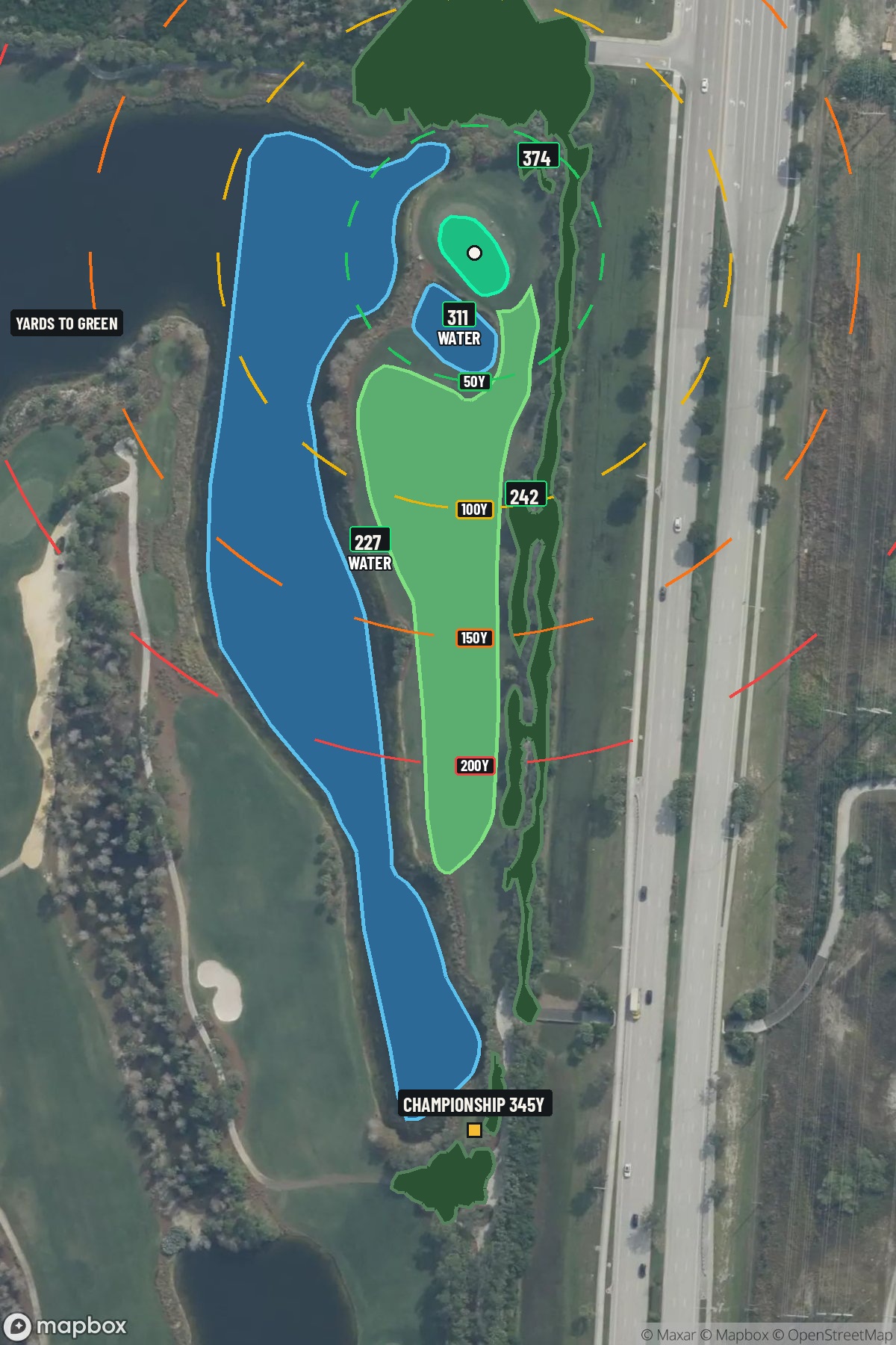Hole 8 aerial at Tiburon Golf Club (Black)