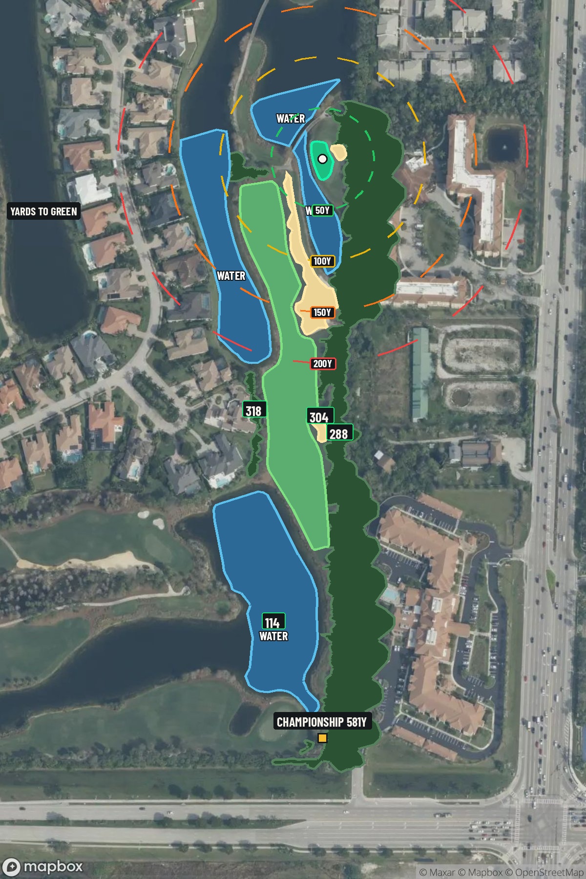 Hole 9 aerial at Tiburon Golf Club (Black)