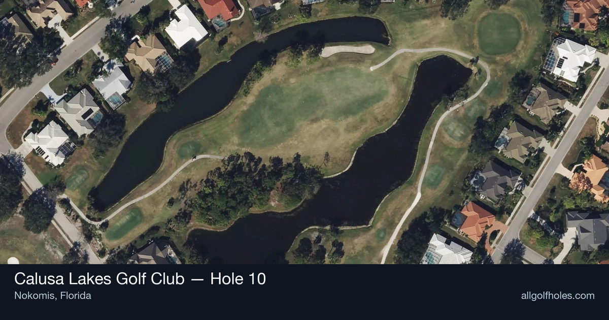 Hole 10 aerial at Calusa Lakes Golf Club