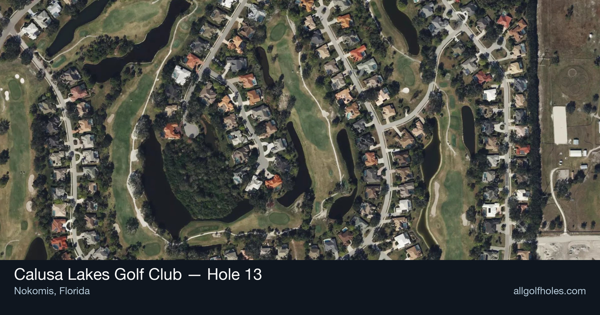 Hole 13 aerial at Calusa Lakes Golf Club