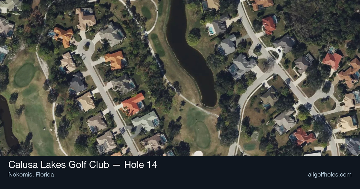 Hole 14 aerial at Calusa Lakes Golf Club
