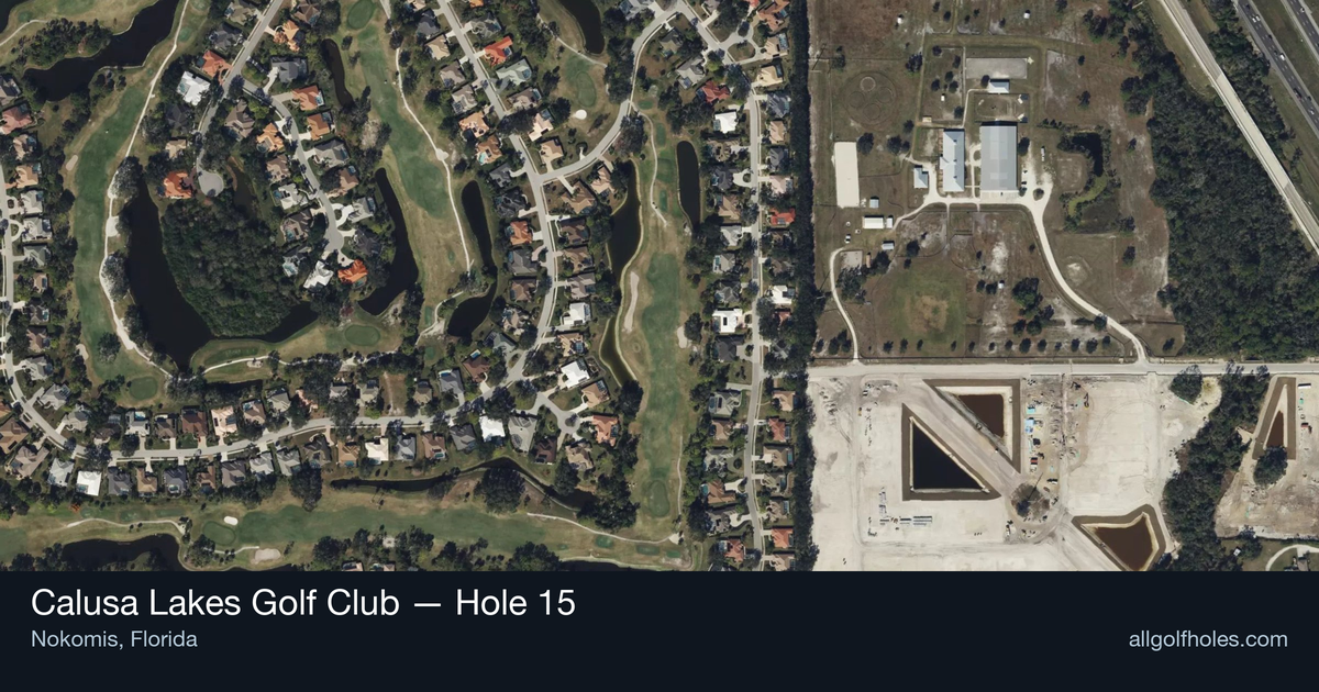 Hole 15 aerial at Calusa Lakes Golf Club