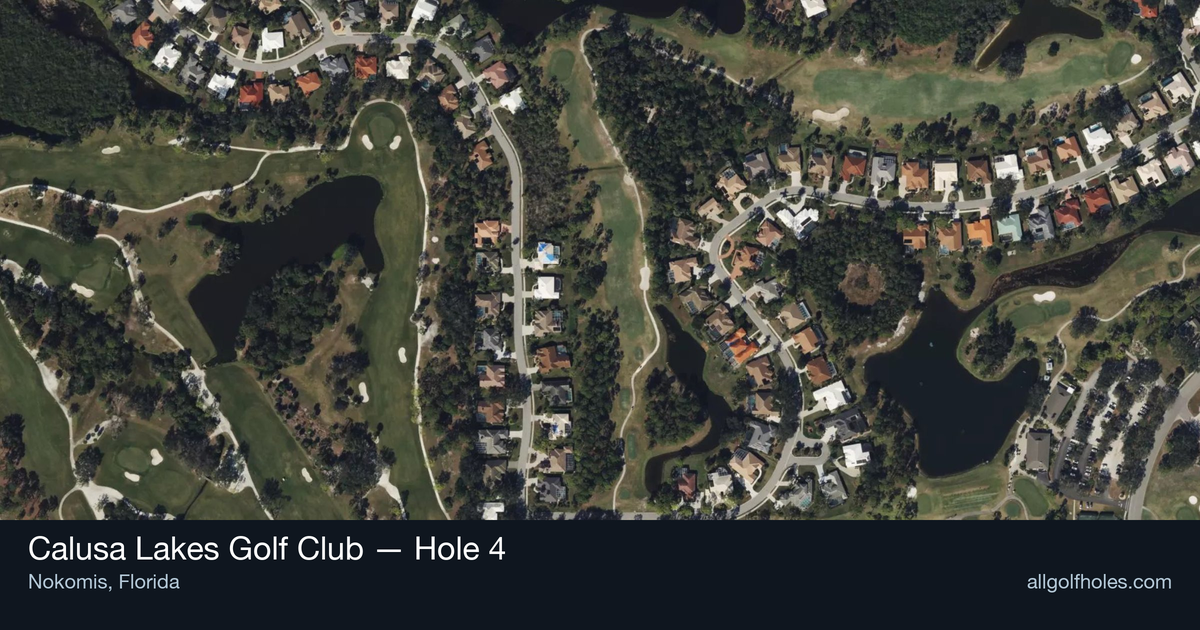 Hole 4 aerial at Calusa Lakes Golf Club