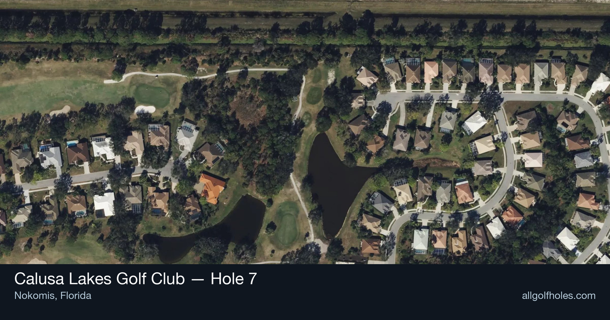 Hole 7 aerial at Calusa Lakes Golf Club