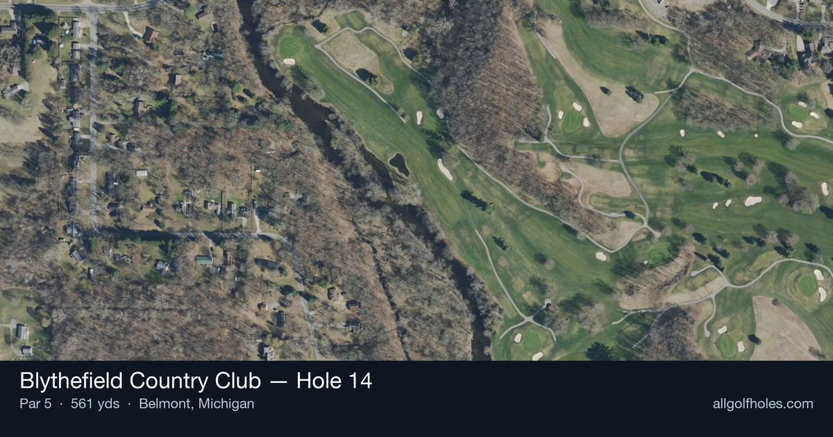Hole 14 aerial at Blythefield Country Club