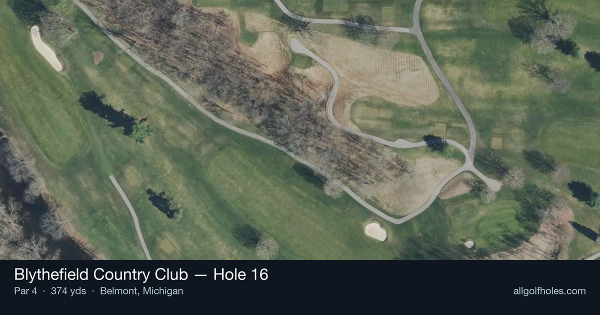 Hole 16 aerial at Blythefield Country Club