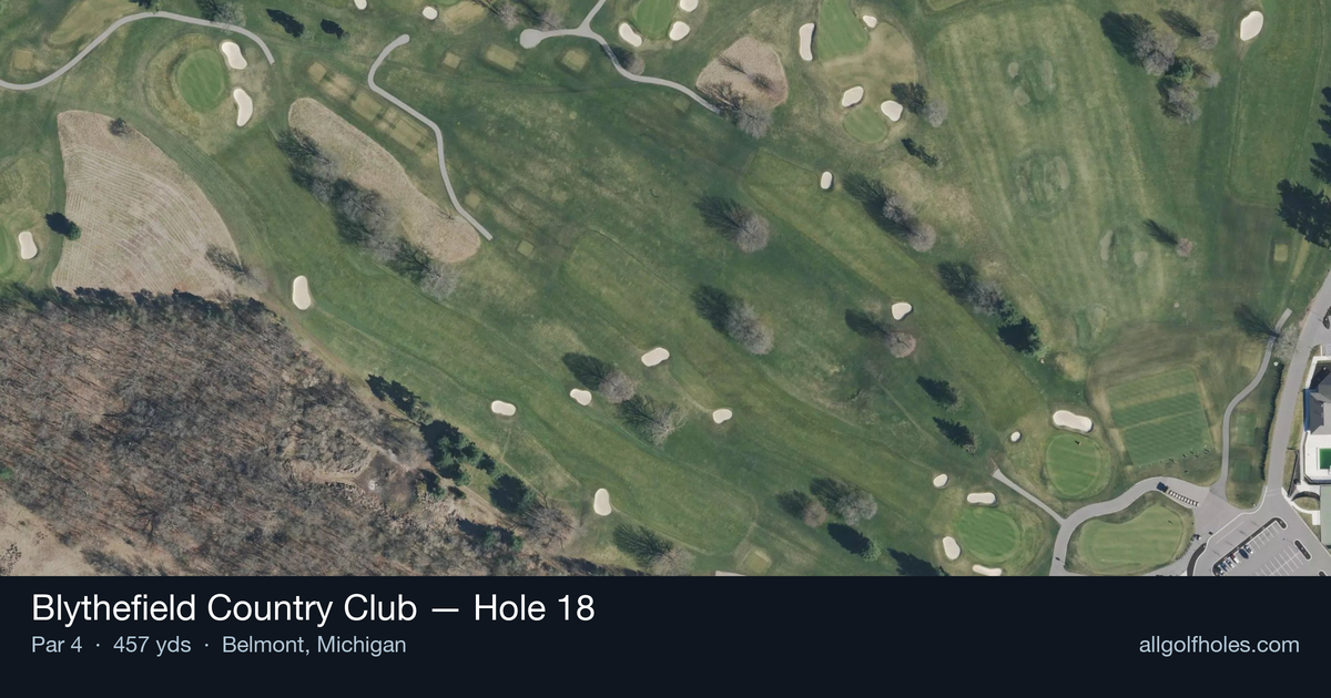 Hole 18 aerial at Blythefield Country Club