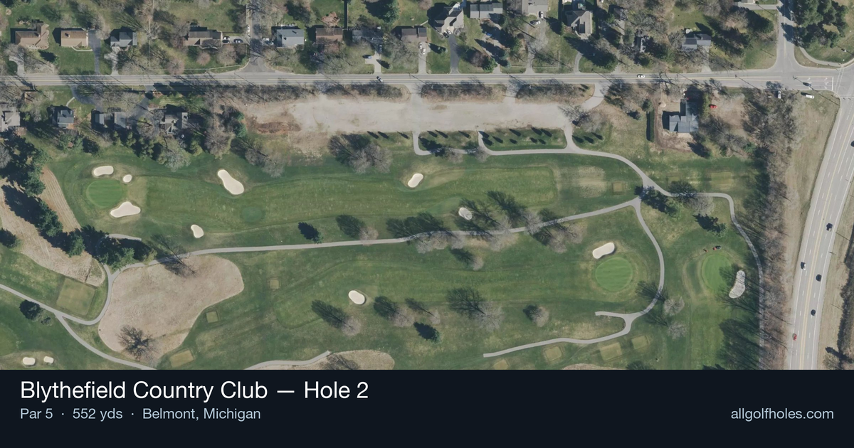 Hole 2 aerial at Blythefield Country Club