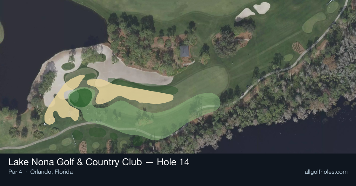 Hole 14 aerial at Lake Nona Golf & Country Club