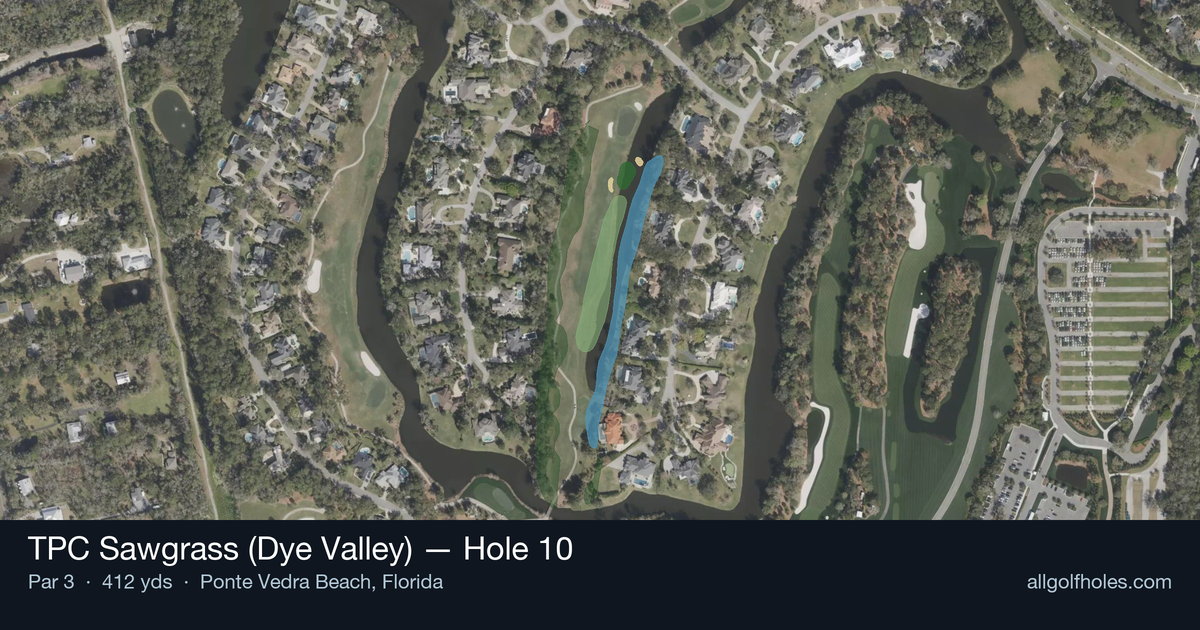 Hole 10 aerial at TPC Sawgrass (Dye Valley)