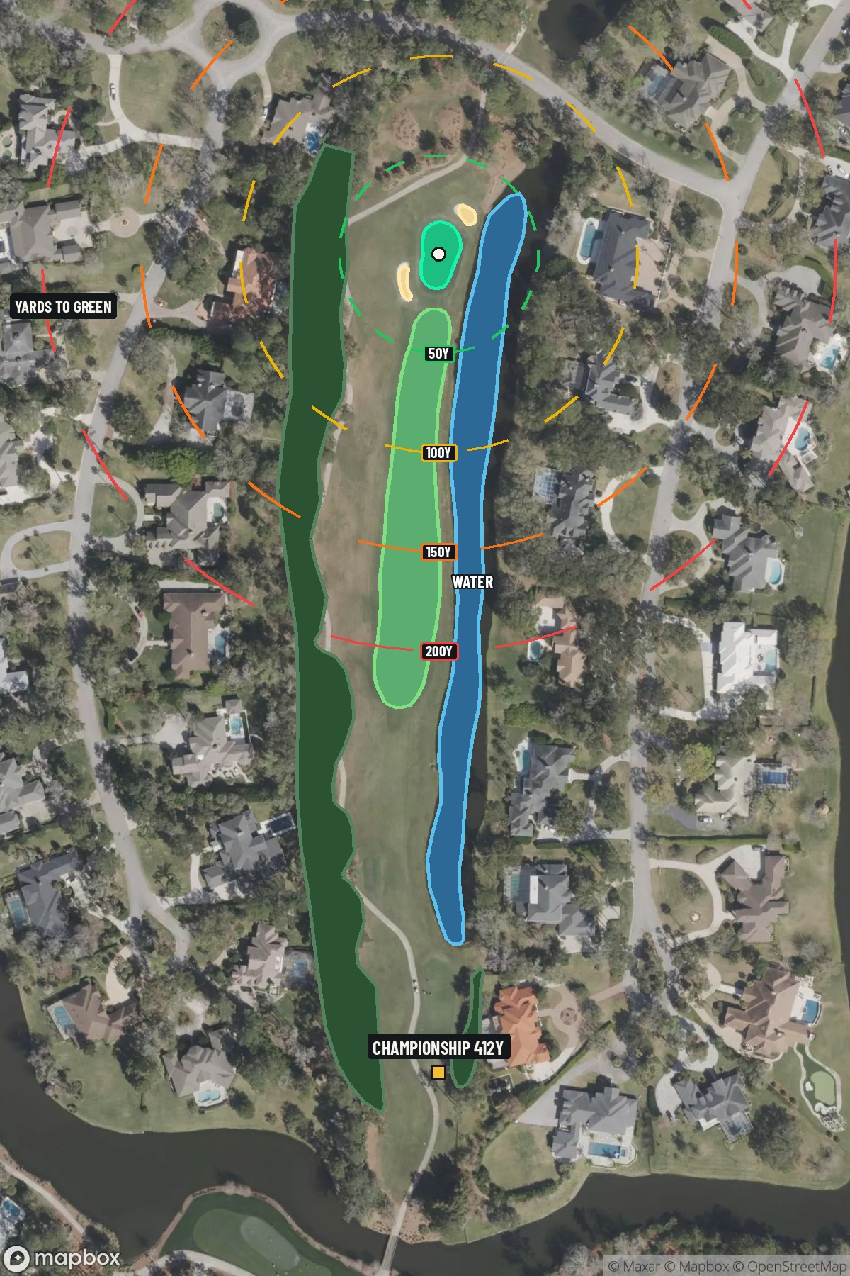 Hole 10 aerial at TPC Sawgrass (Dye Valley)
