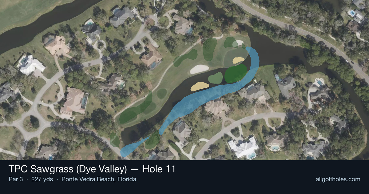 Hole 11 aerial at TPC Sawgrass (Dye Valley)