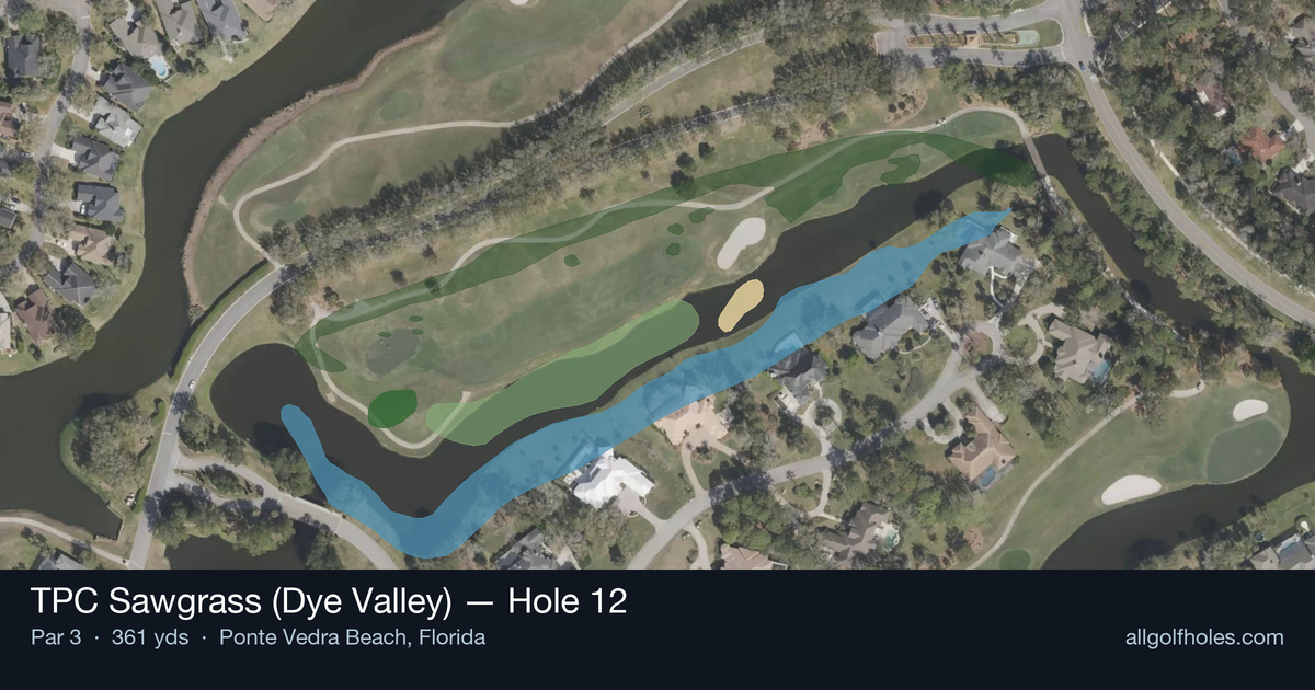 Hole 12 aerial at TPC Sawgrass (Dye Valley)