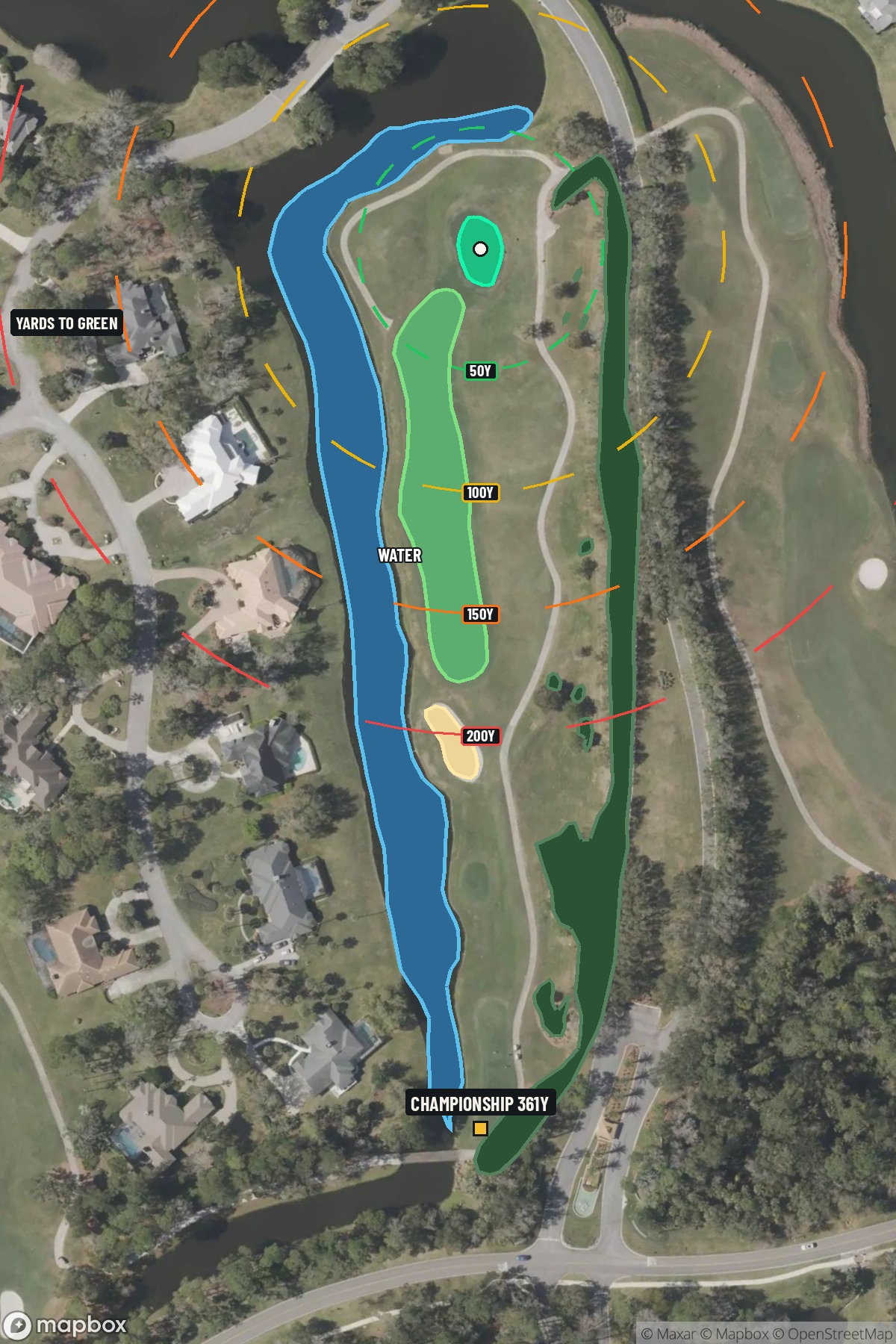 Hole 12 aerial at TPC Sawgrass (Dye Valley)