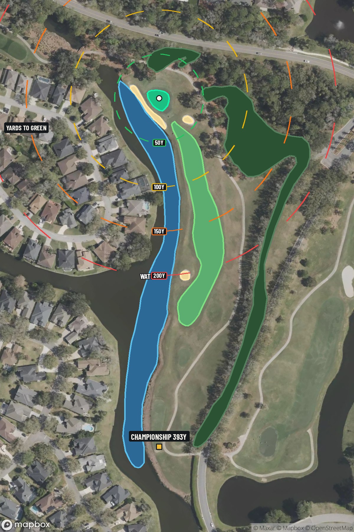 Hole 13 aerial at TPC Sawgrass (Dye Valley)