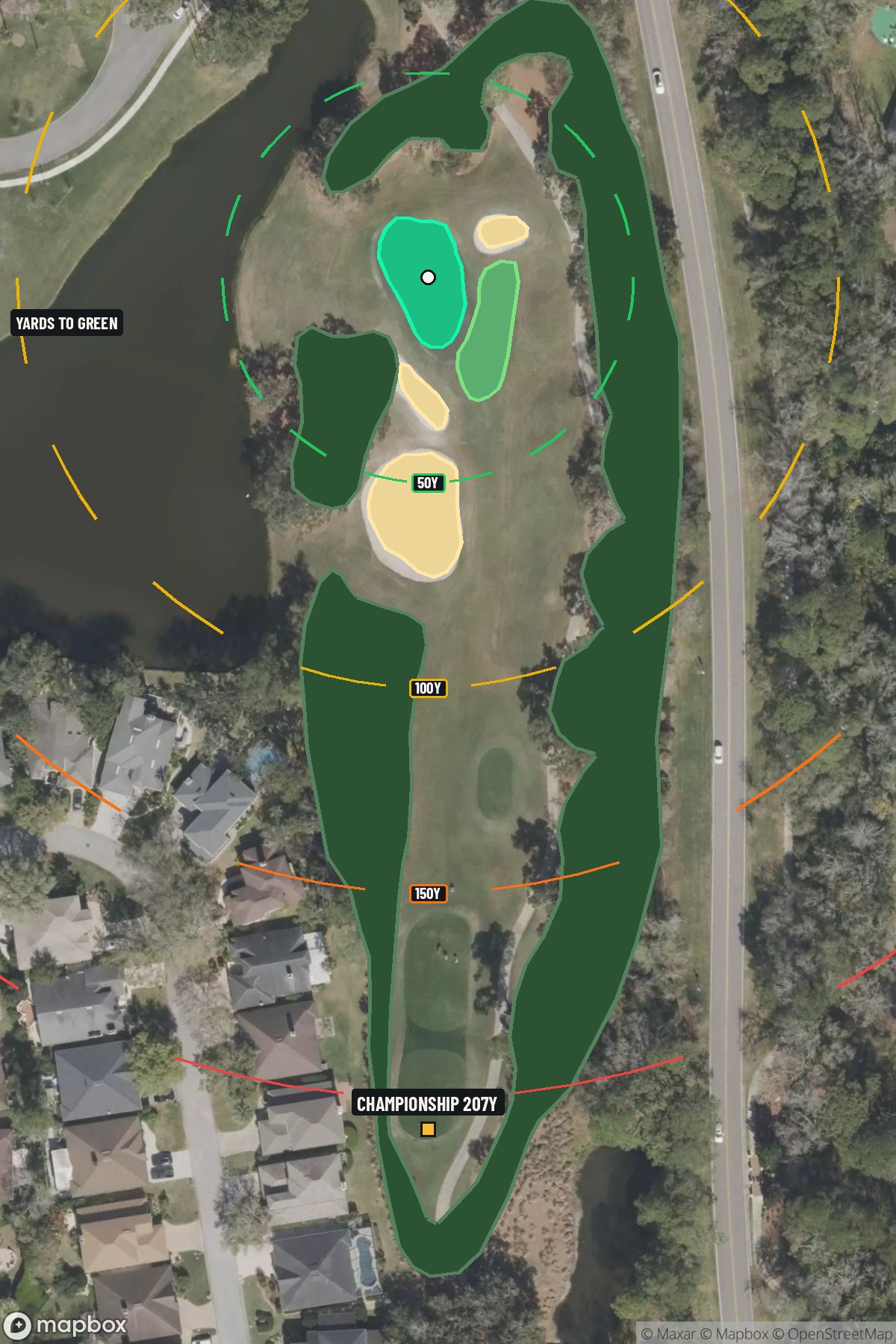 Hole 14 aerial at TPC Sawgrass (Dye Valley)