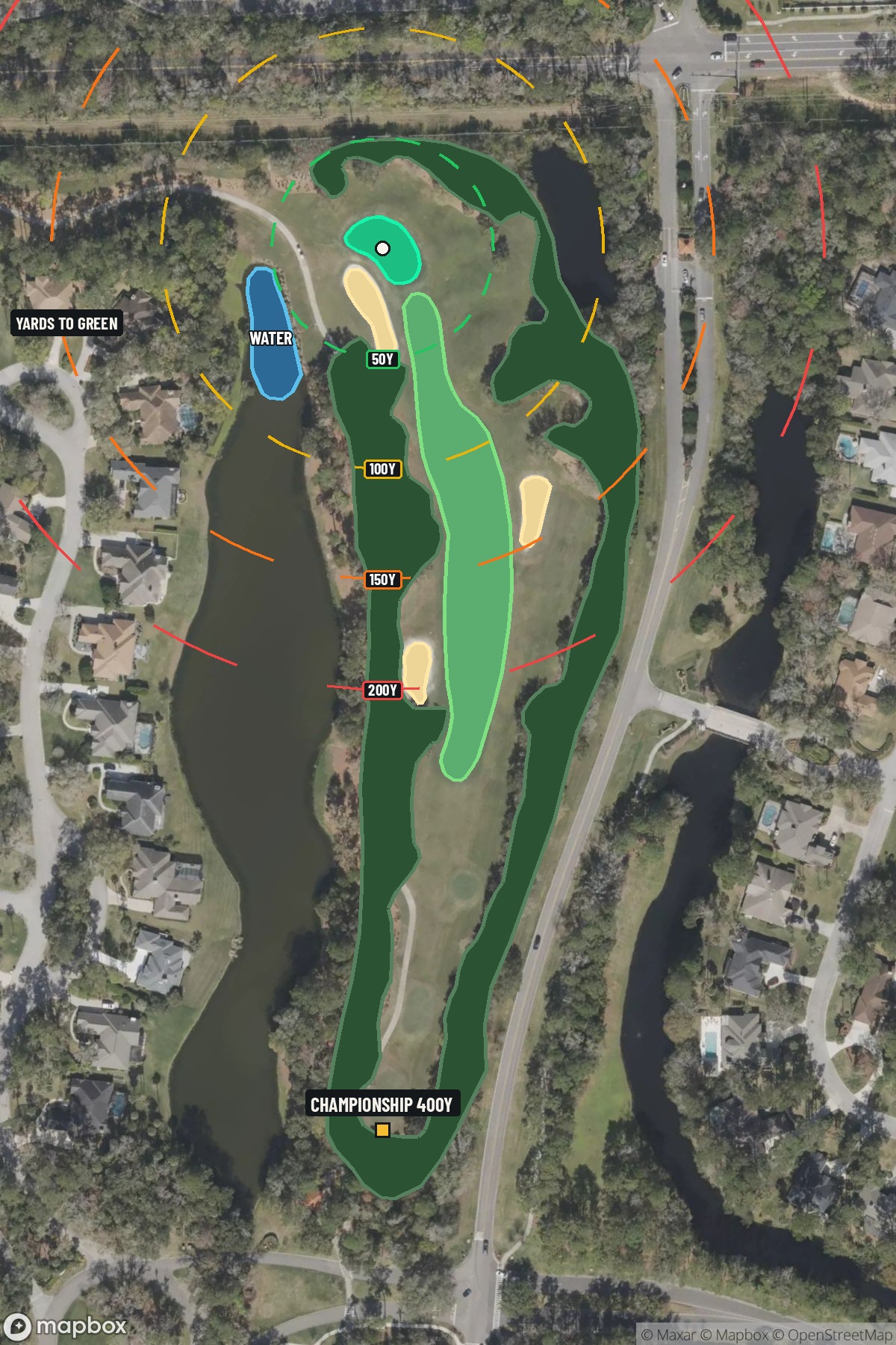 Hole 15 aerial at TPC Sawgrass (Dye Valley)