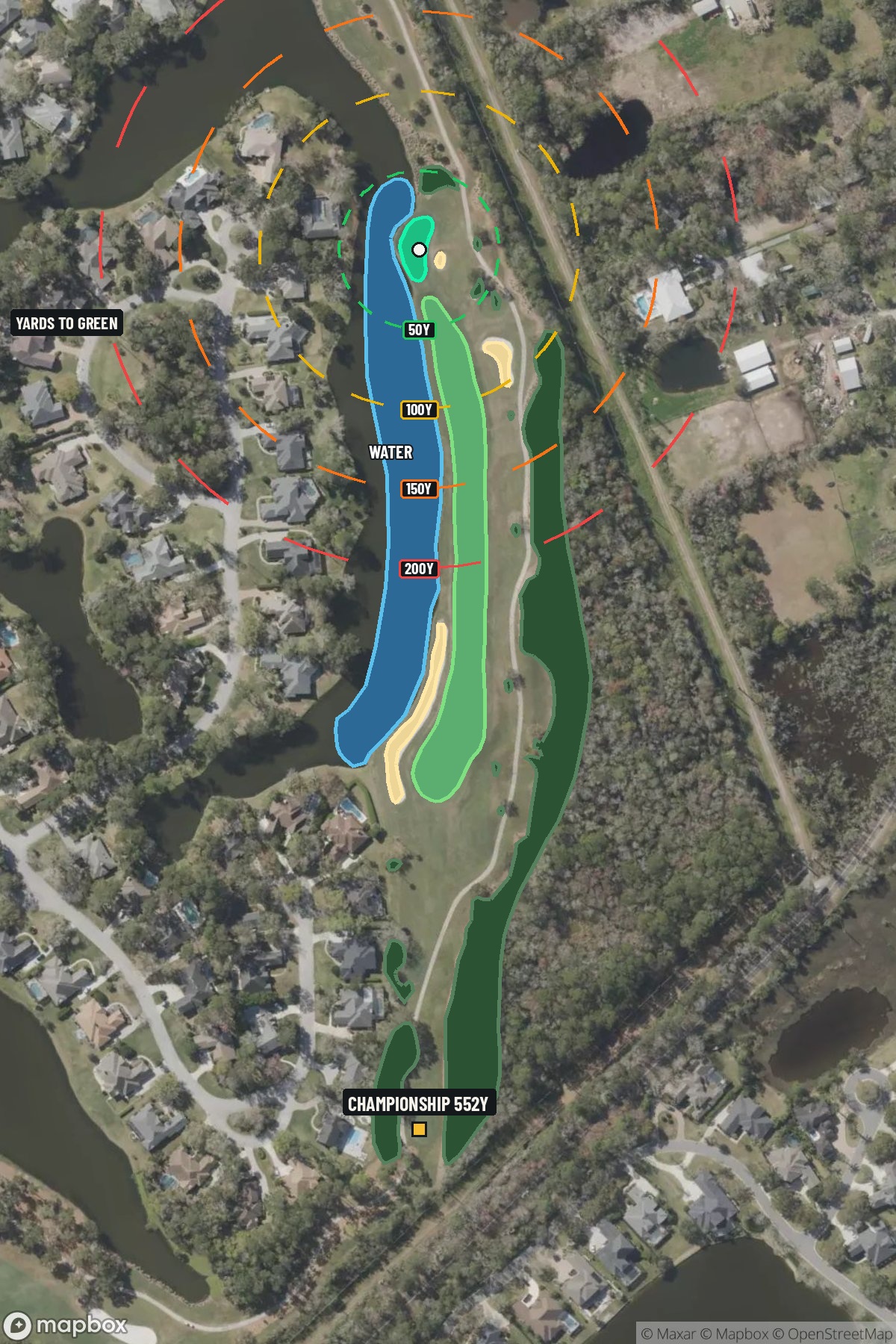 Hole 16 aerial at TPC Sawgrass (Dye Valley)
