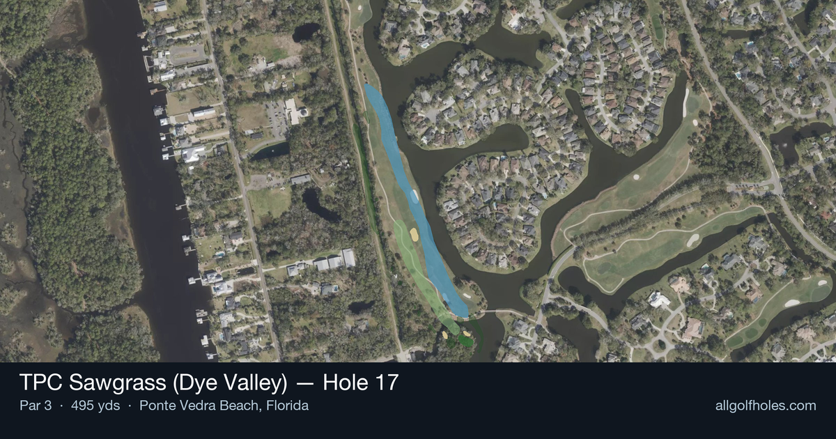 Hole 17 aerial at TPC Sawgrass (Dye Valley)