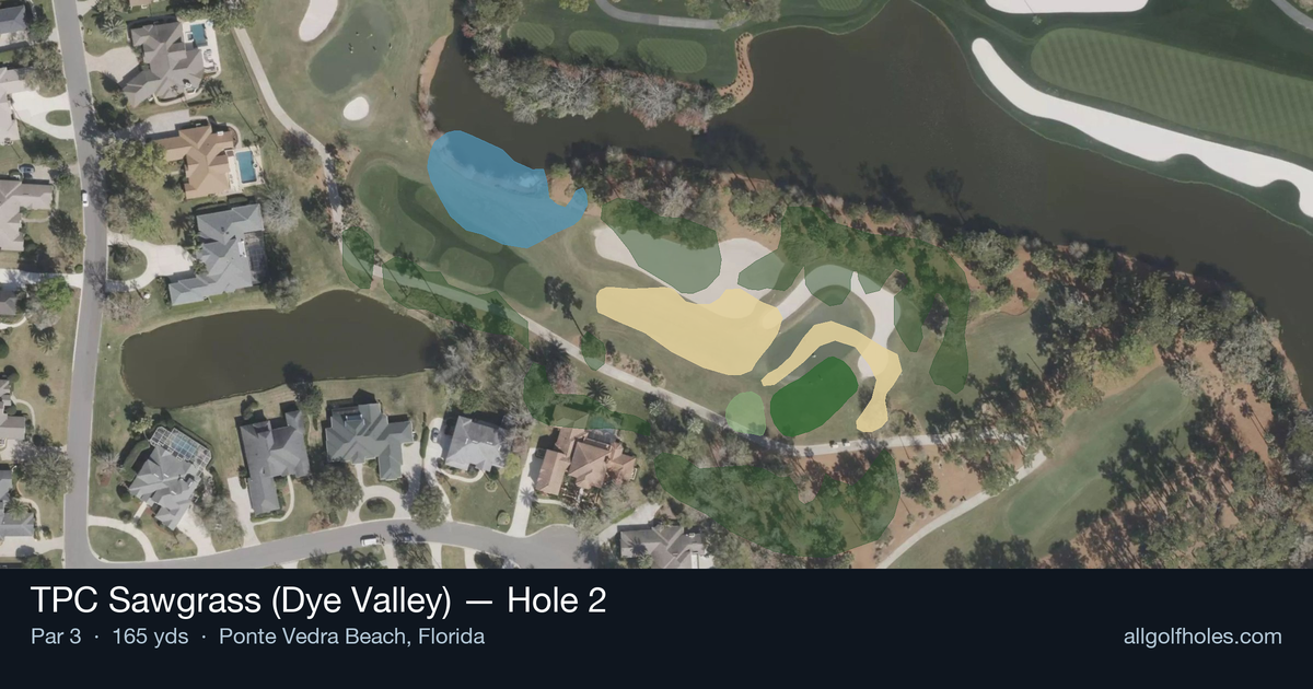 Hole 2 aerial at TPC Sawgrass (Dye Valley)