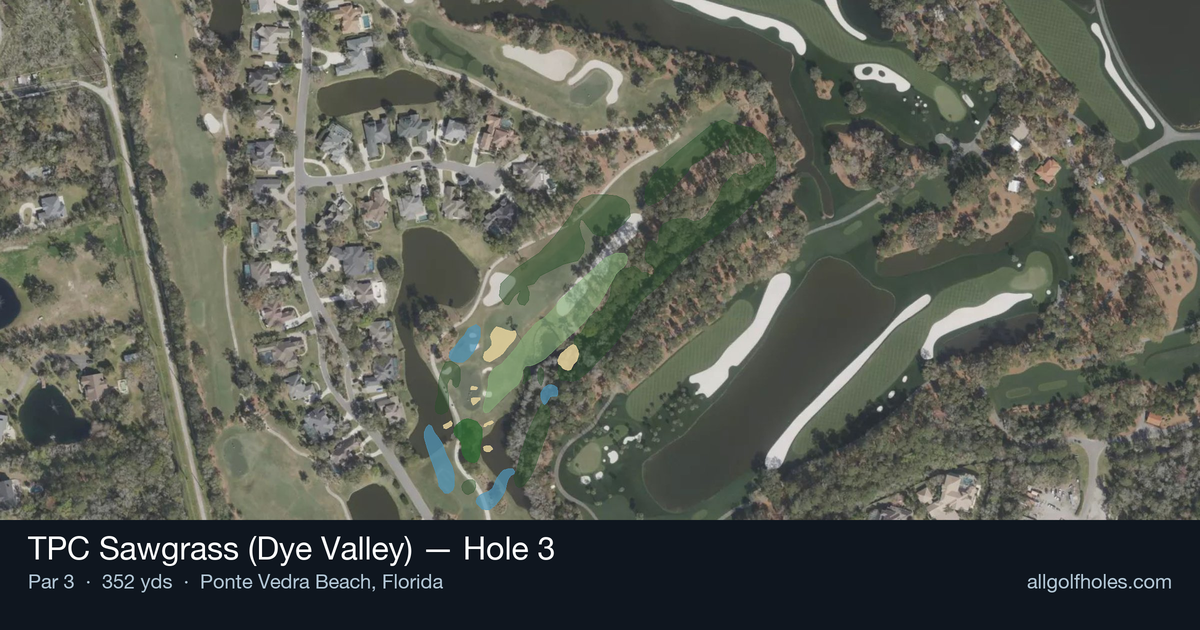 Hole 3 aerial at TPC Sawgrass (Dye Valley)