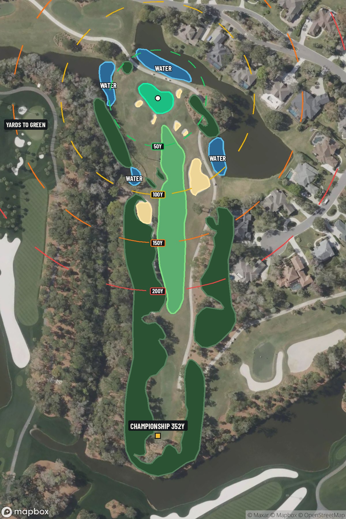 Hole 3 aerial at TPC Sawgrass (Dye Valley)