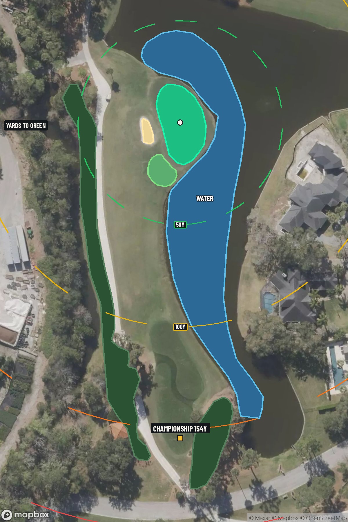 Hole 5 aerial at TPC Sawgrass (Dye Valley)